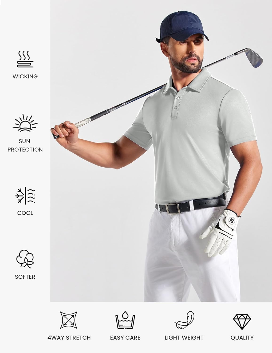 COOFANDY Men's Polo Shirts Short Sleeve Pique Jersey Golf Shirt Casual Summer Collared T-Shirts - Image 4