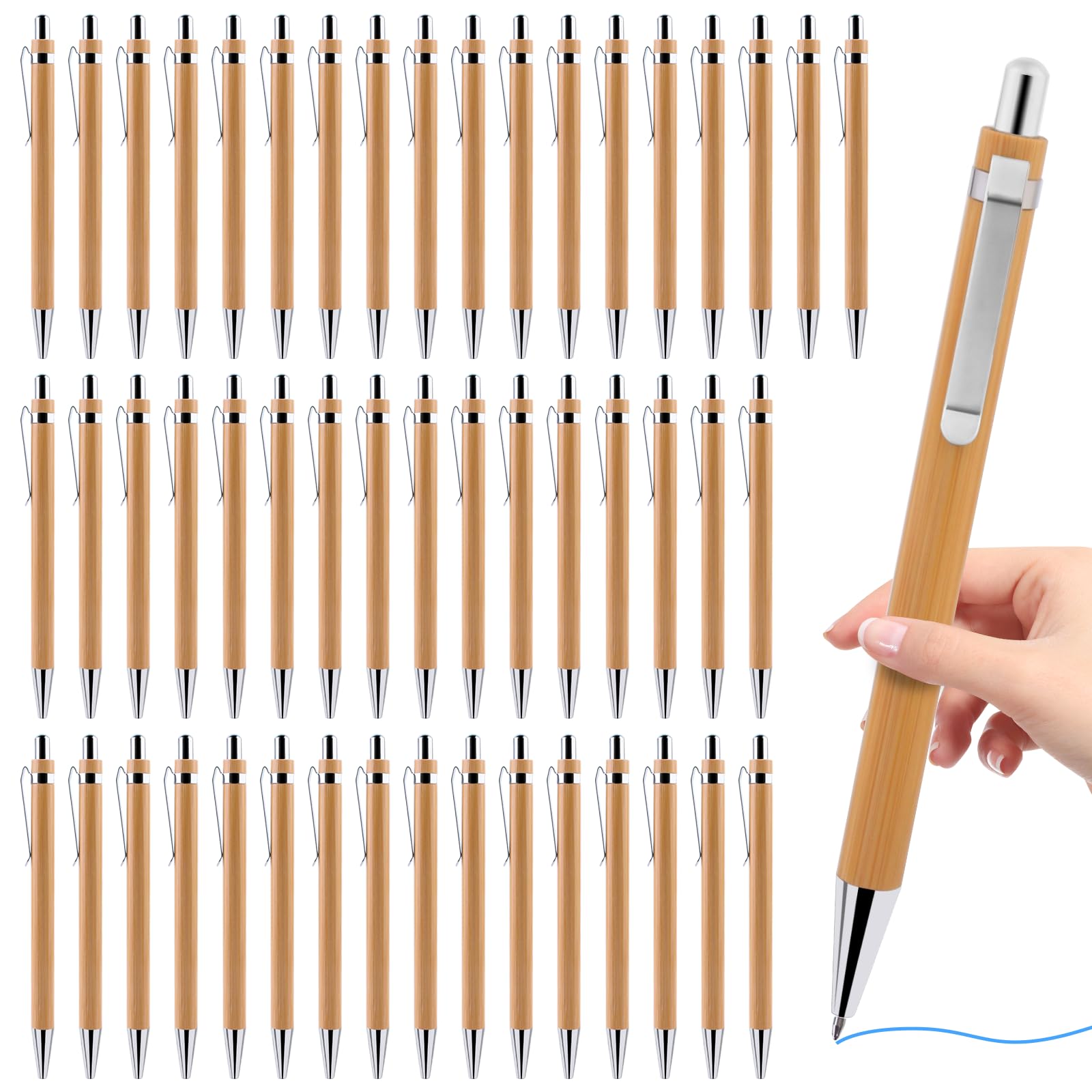 Colarr 50 Penne A Sfera A Forma Di Pennello In Bambù - 5 Colori Vivaci, Inchiostro Nero, Per Insegnanti, Studenti, Arte E Scuola (confezione Multipla)