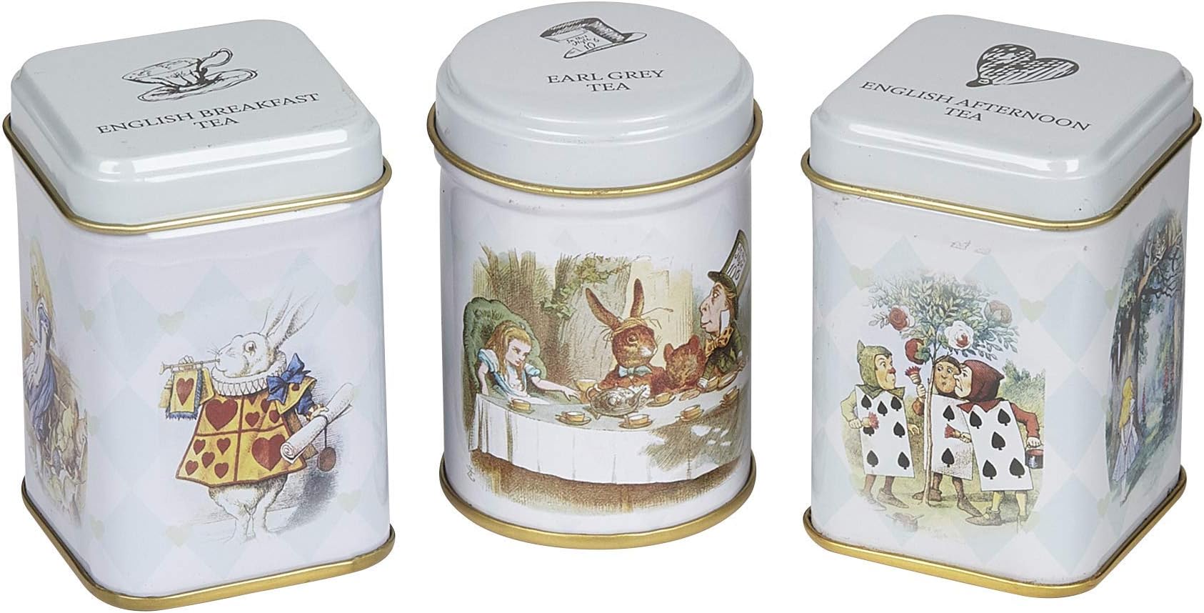 New English Teas Alice in Wonderland Mini Tea Tins gift with loose-leaf black tea