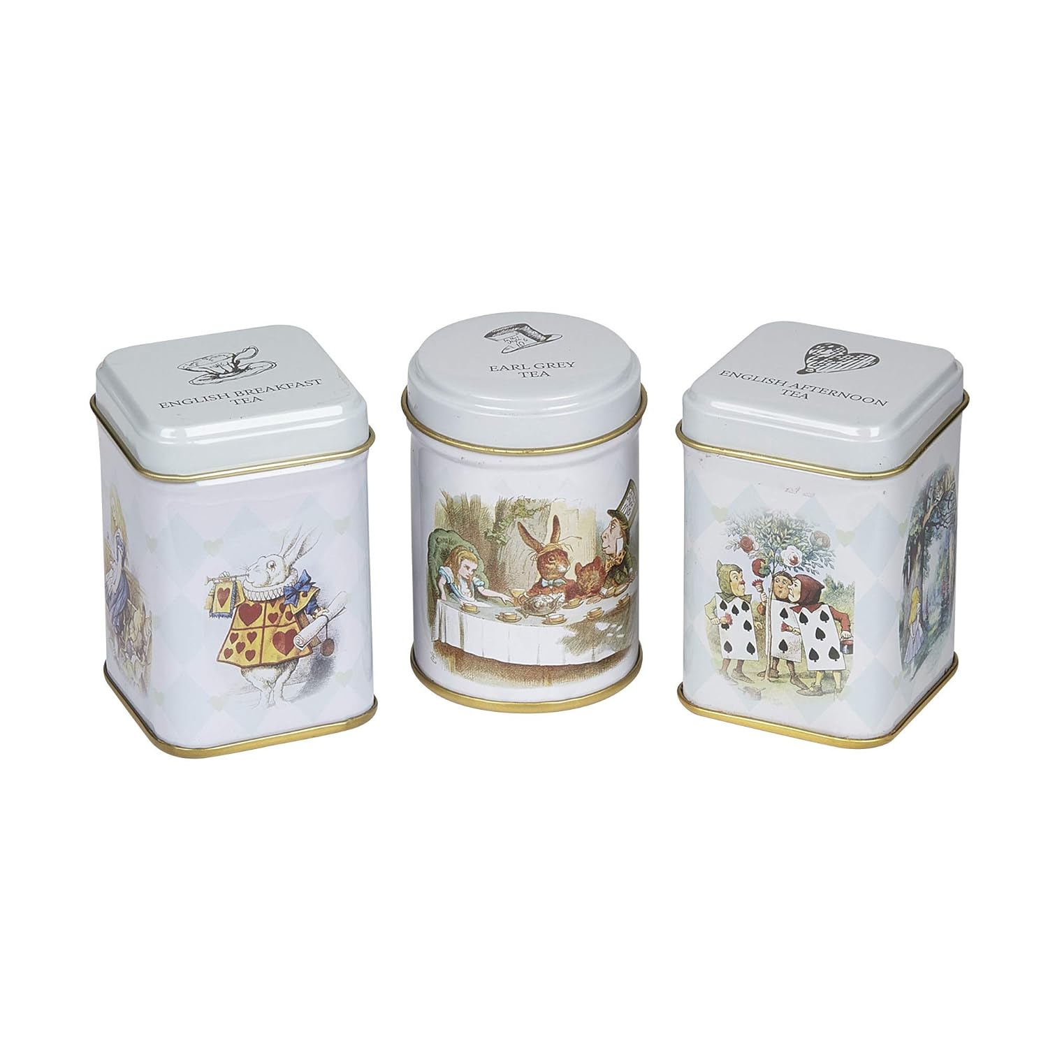 Alice in Wonderland 3x Mini Tea Tins with Assorted English Loose Leaf Tea (Pack of 2)