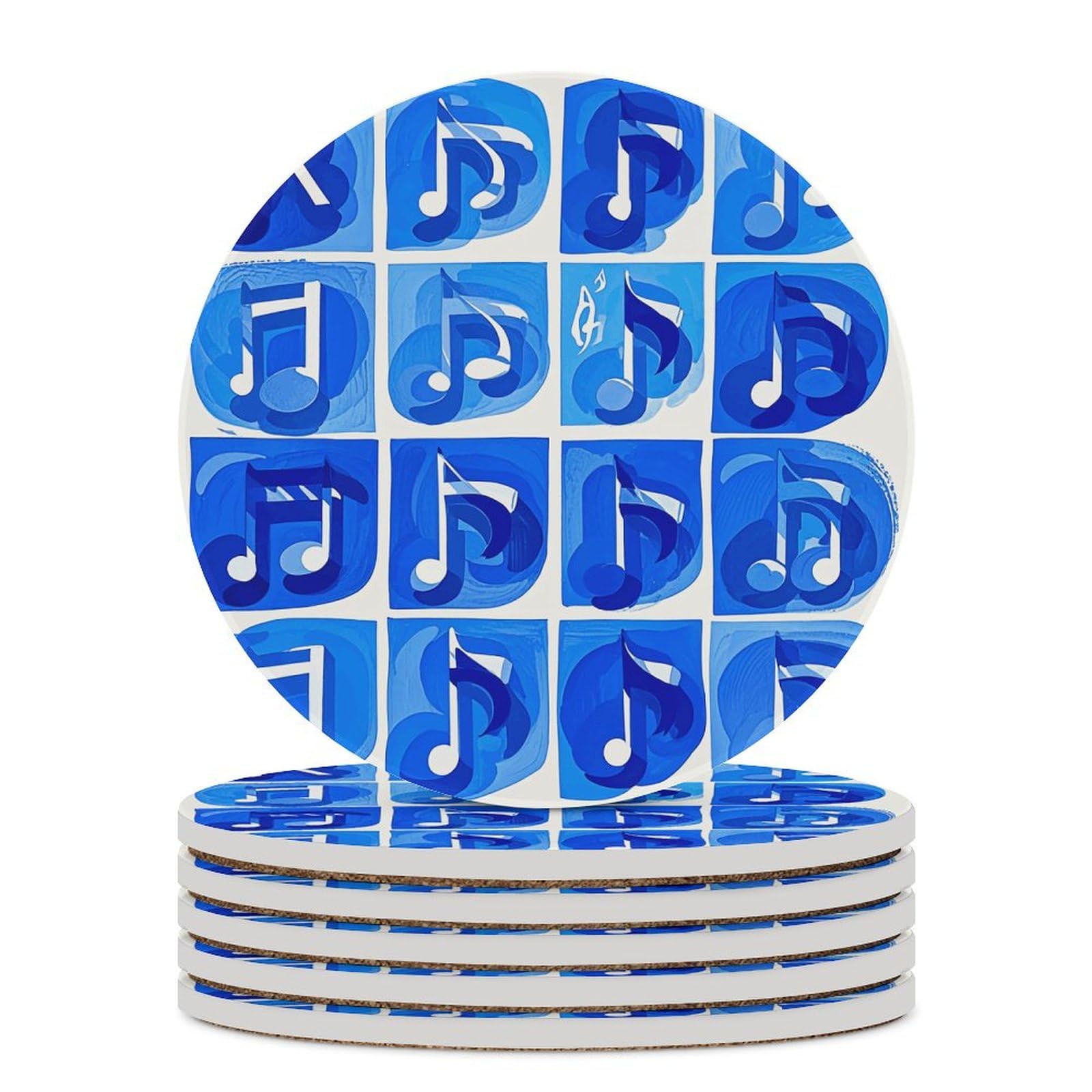 Dessous de verre pour table basse en céramique bleue et liège lot de 6