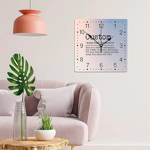 Miniatura 159 de Reloj de pared cuadrado de PVC con definición de contador, refranes motivacionales, reloj de pared grande, descripción de la palabra, 12 pulgadas