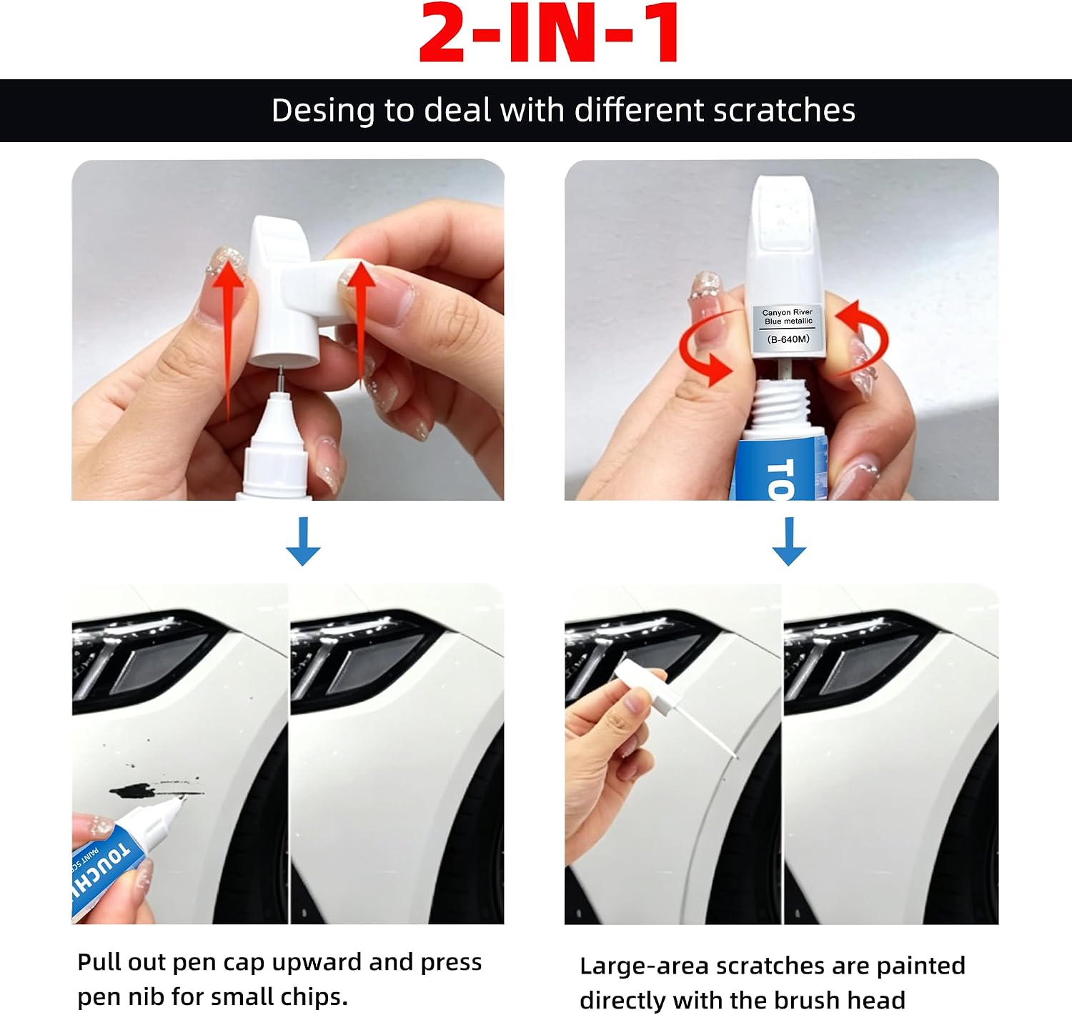 Oxford White(YZ/Z1/M6887) Touch Up Paint Compatible with Ford 2-in-1 Car Scratch Repair Pen for Rock Chips, Door Scratches&Paint Nicks Exact Color Match Quick Dry DIY Fix for F-150 Explorer
