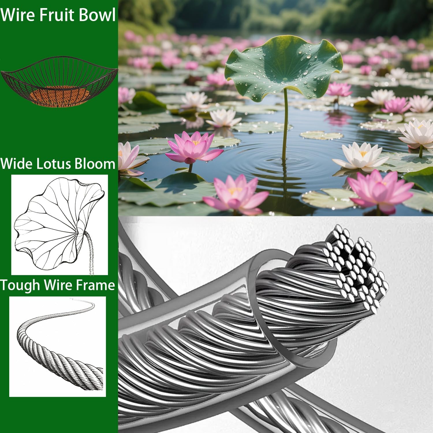 Wire Fruit Bowl,Metal Fruit Basket, Black Fruit Bowl for Kitchen Counter,countertop,Snack,Bread,Candy Storage Basket, Vegetable Basket, Home Decor Centerpiece, Fruit Holder Stand (12 x 3.5 Inches) - Image 3