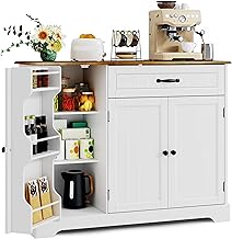 Xbro Sideboard with 1 Drawer and 3 Doors, Buffet Cabinet with 3 Levels Storage Space, Folding Closure and Rounded Corners for Kitchen, Living Room, Bedroom, Vintage