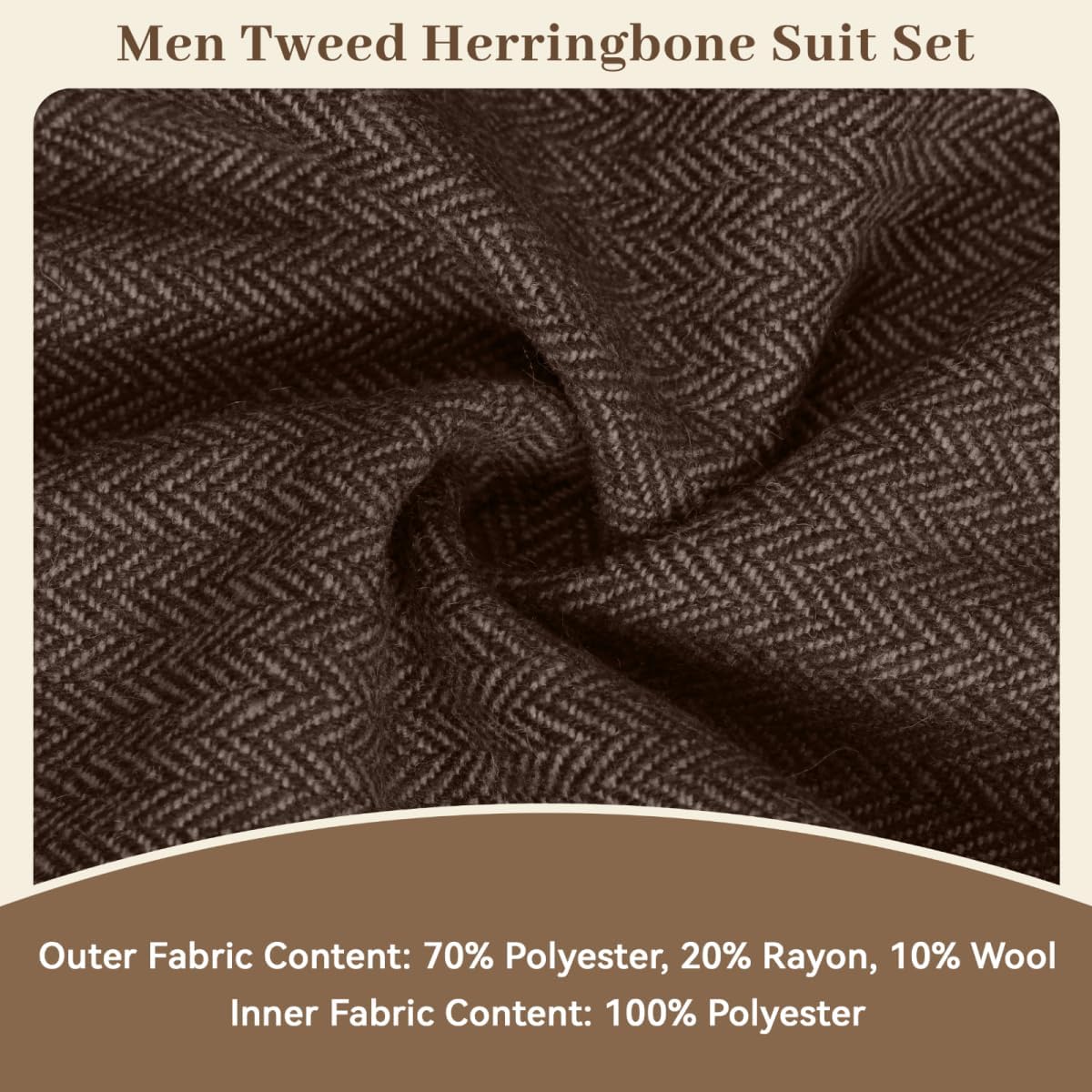 Retro Herringbone Tweed Men Suit Formal Slim Fit Double Breasted 2 Piece Suit Jacket Pants Mens Prom Wedding Tuxedo Set