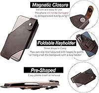 Vista 3 de Gentlestache Funda de cuero para teléfono celular con clip para cinturón, bolsa de cuero para iPhone Samsung Motorola, funda para cinturón