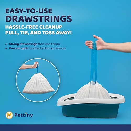 Vista 4 de 20 Cat Litter Box Liners with Drawstrings - Scratch Resistant Cat Litter Bags for a Medium and Large Litter Pan