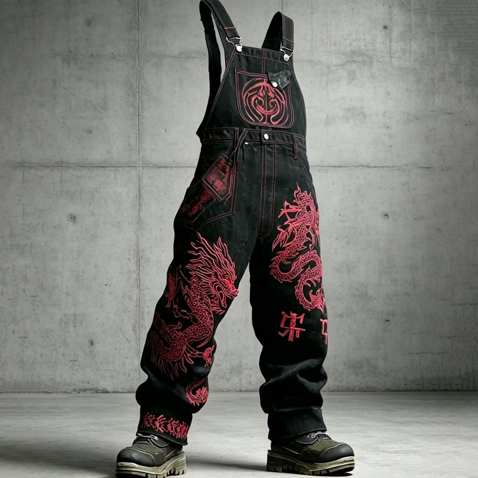Pantalon à Bretelles Imprimé Homme – Pantalon Décontracté Design Graphique Unique Quotidien