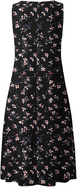 Summer Floral Print Midi Dresses for Women Boho Sleeveless V Neck Tank Dress Beach Vacation Sundress with Pockets - 5