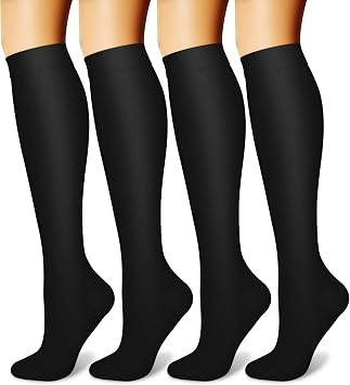 CHARMKING Compression Socks for Women & Men, 4 Pairs, Travel Nurse Athlete