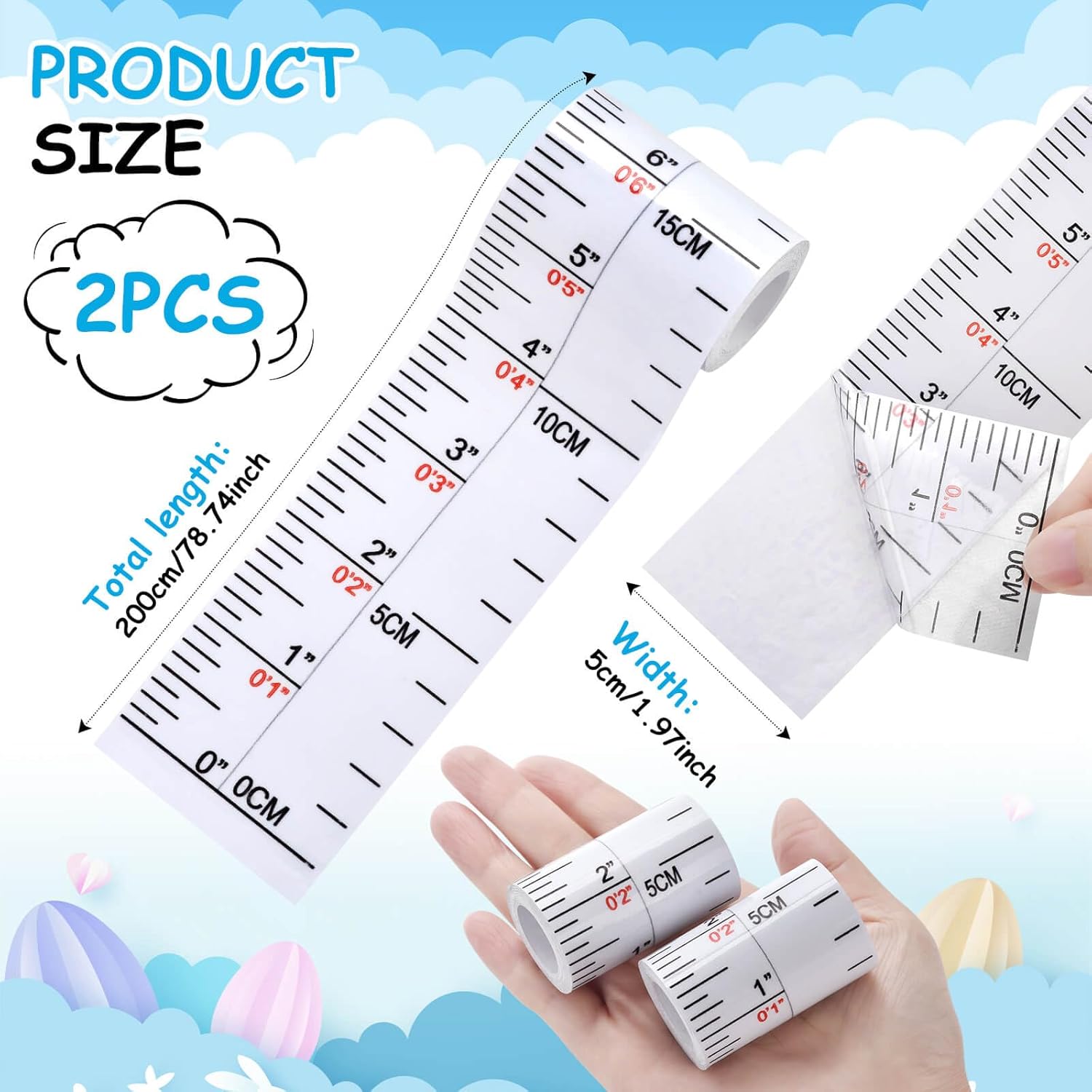 2PCS Growth Chart for Wall, Height Measurement for Kids | Children's Height Indicator Tape Ruler, Height Measurement for Living Room, Bedroom, Nursery Decor Room Walls
