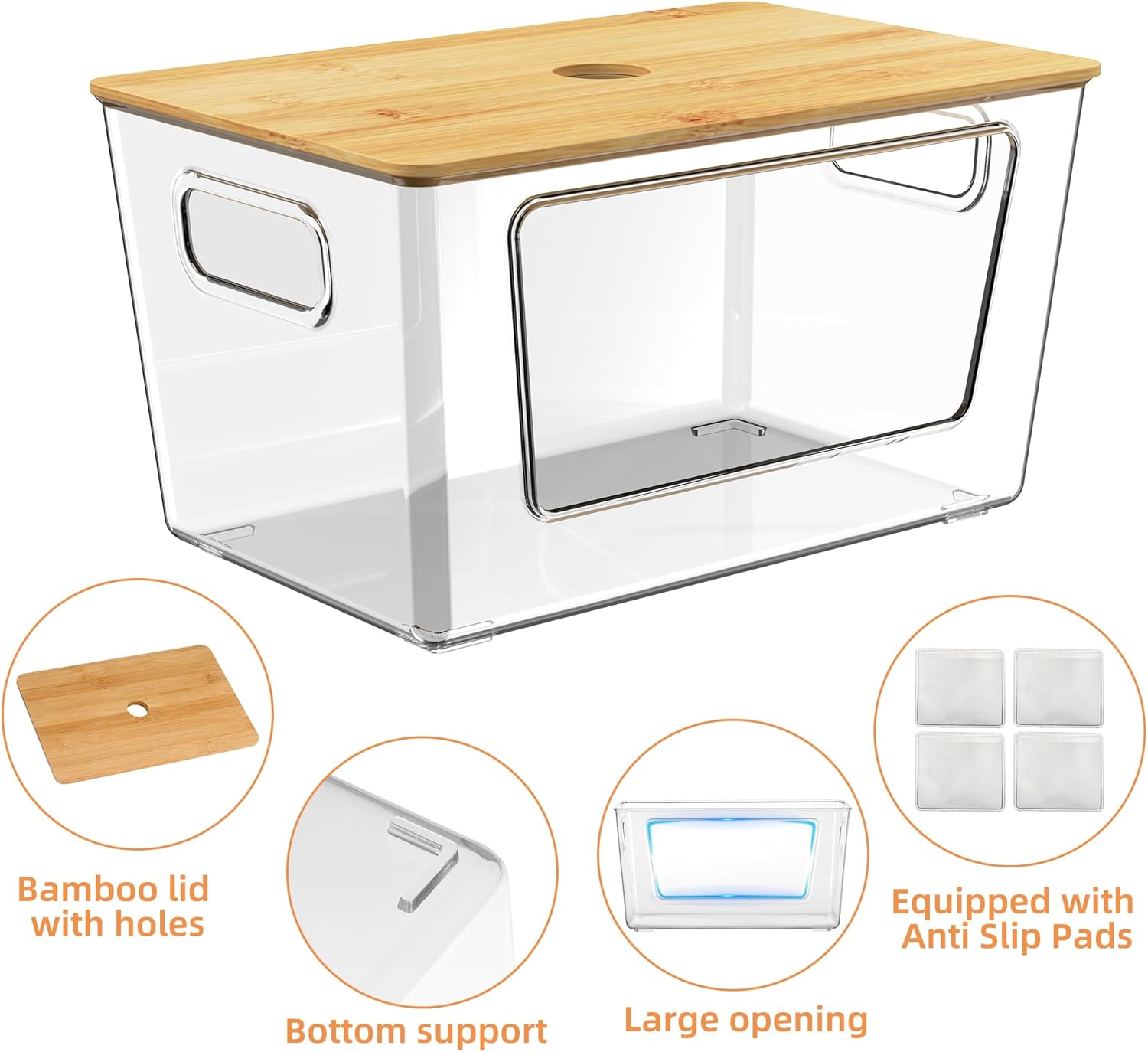 2 Pack Trash Bag Holder,Stackable Trash Bags Dispenser with Bamboo Lid,Extra Large Garbage Bag Holder for Kitchen, Laundry Room,Under Sink Storage Organization