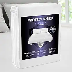Protect-A-Bed Almofada de colchão queen essencial, 100% impermeável, com barreira contra ácaros, respirável e silenciosa, antimicrobiana, serve em colchões de 28 a 45 cm