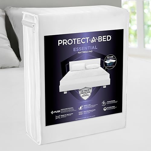 Protect-A-Bed Essential - Protector de colchón tamaño King, 100% impermeable, protector de colchón de barrera de ácaros del polvo, transpirable y
