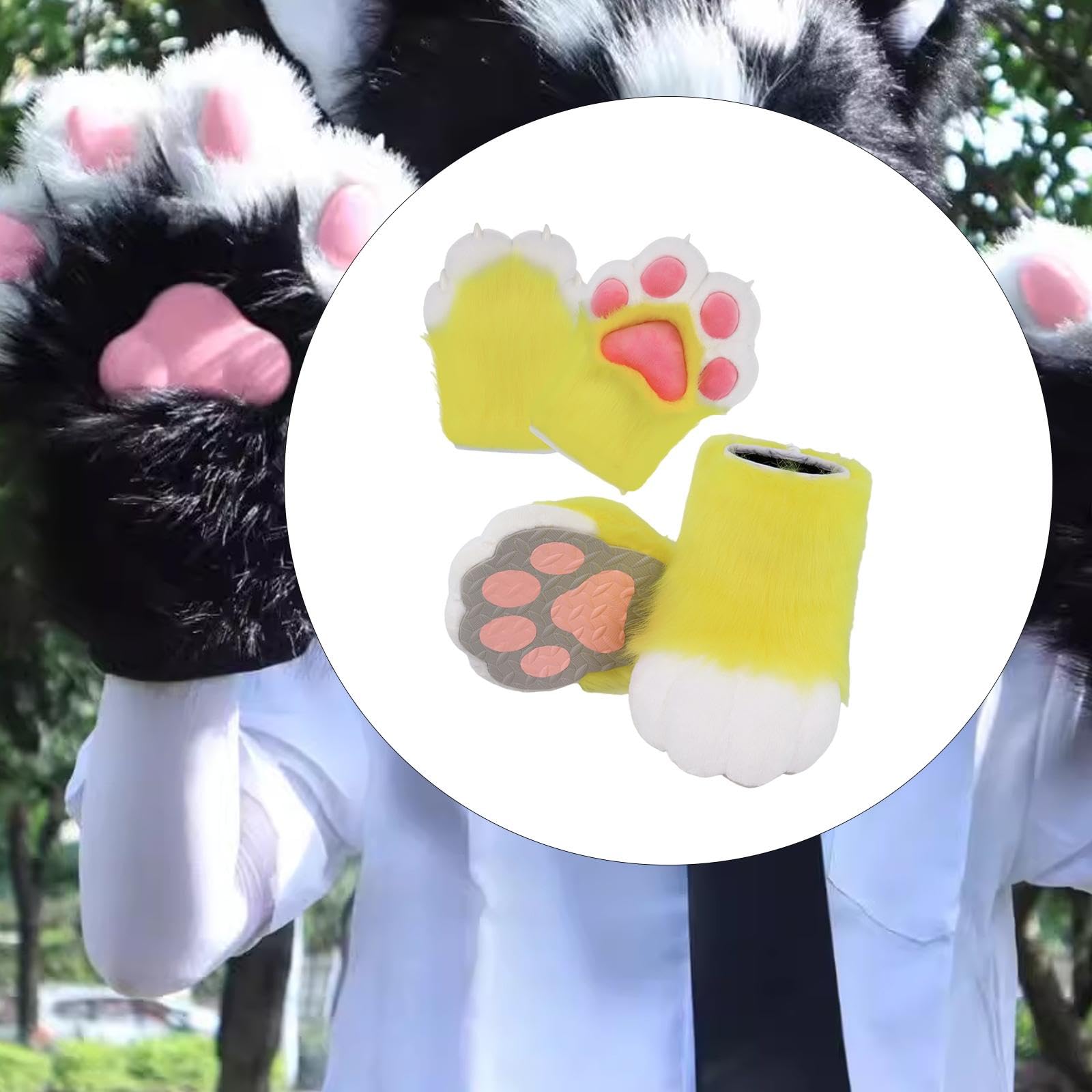 UGPLM Cosplay Animal Paws Fursuit for Women Gloves for Holiday Role Playing Masquerade: Yellow