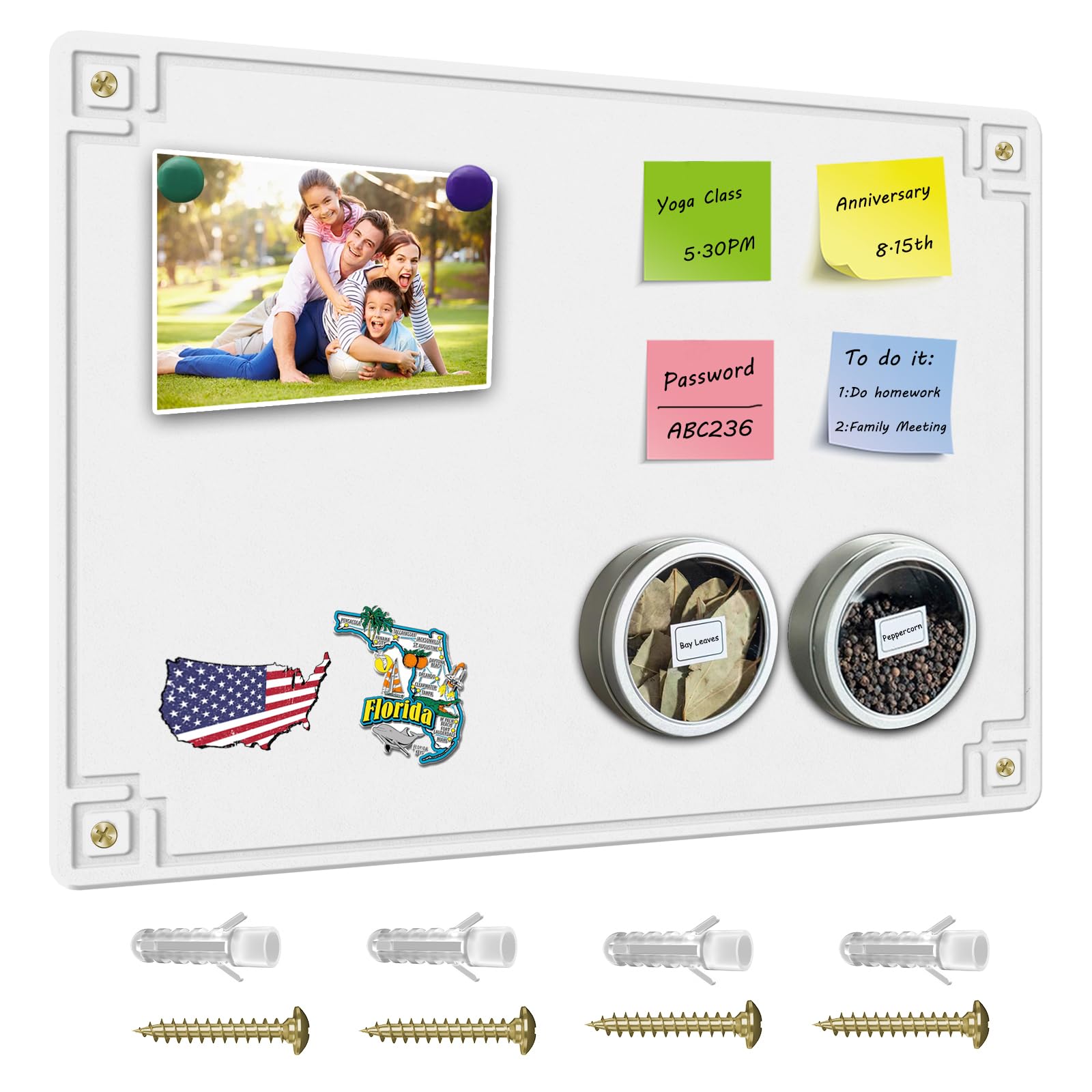 White Magnetic Board - 17.3" x 13" Magnetic Whiteboard & Bulletin Board for Displaying Notes, Photos, Letters & More - Ideal Wall Board for Wall,