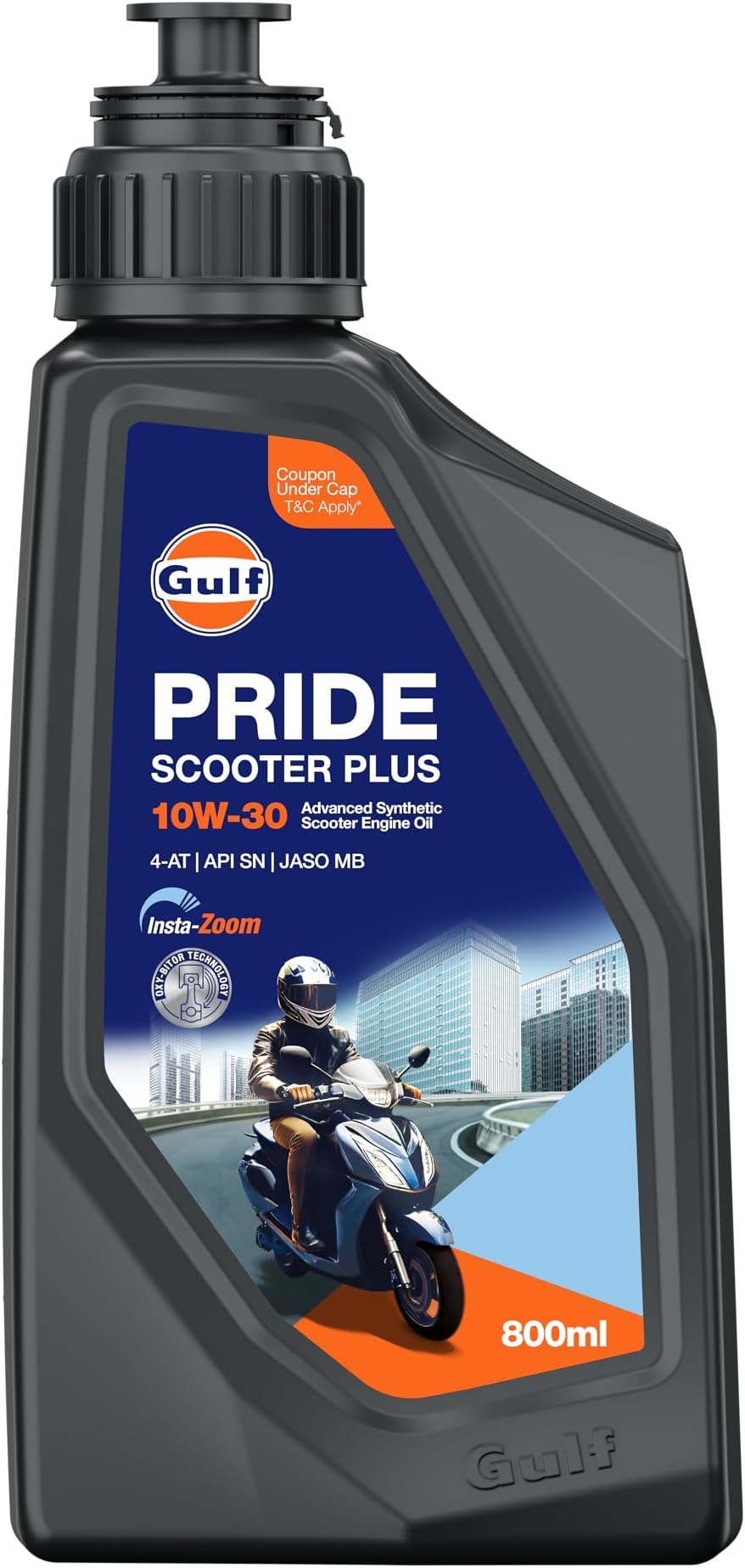 PRIDE SCOOTER PLUS 10W-30 4-AT API SN, JASO MB|BS 6 and earlier emission norms| Advanced 2 Wheeler Scooter Synthetic Blend Engine Oil [800 ml] - Pack of 1