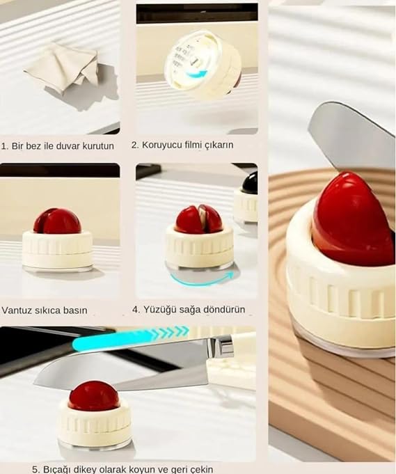 Busstier Practical Suction Cup Knife Sharpening Apparatus, Can Be Fixed on Tables and Flat Surfaces, Ergonomic Design, Fast and Safe Use for Sharp Knives