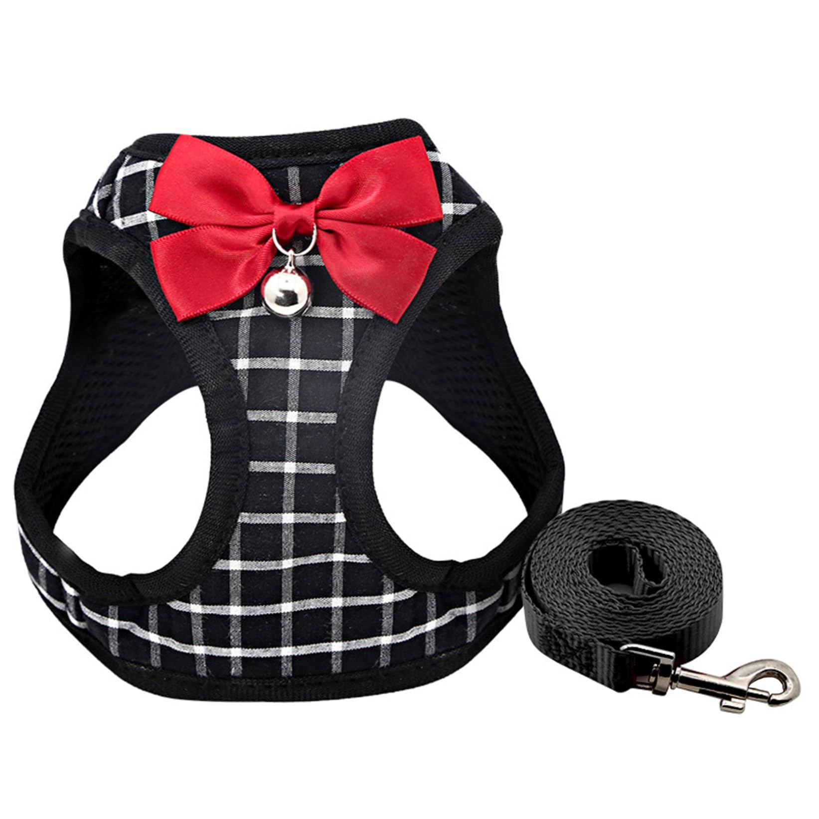 Cat Harness and Leash Set, Breathable Comfort Cute XXS Dog Harness with Bow & Bell, Adjustable & Anti-Slip for Puppy Kitten Rabbit Xxs Dog Kitten Leash and
