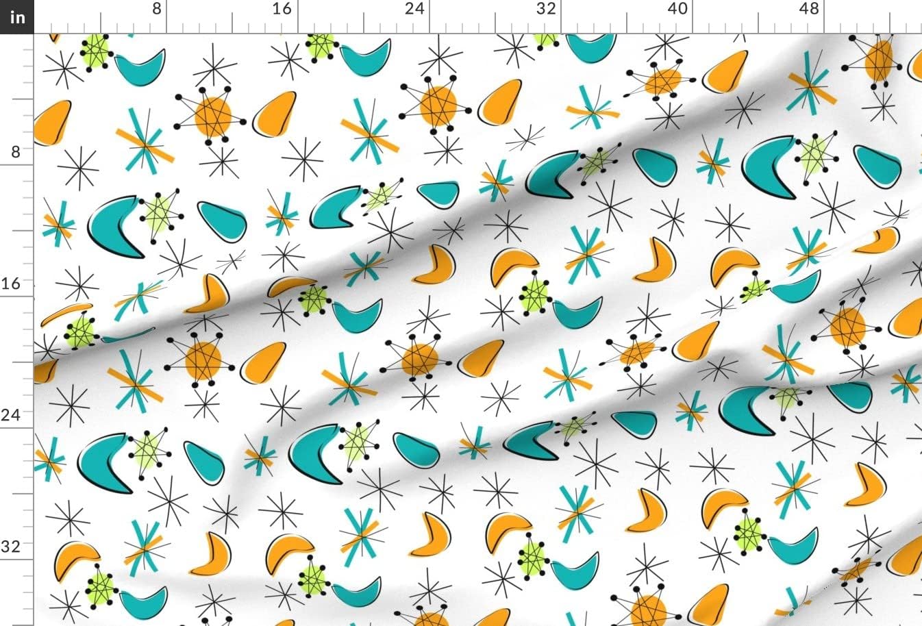 Spoonflower Fabric - Atomic Era Boomerangs Mid Century Modern Space Age Retro Inspired Printed on Upholstery Velvet Fabric Fat Quarter - Upholstery Home Decor Bottomweight Apparel