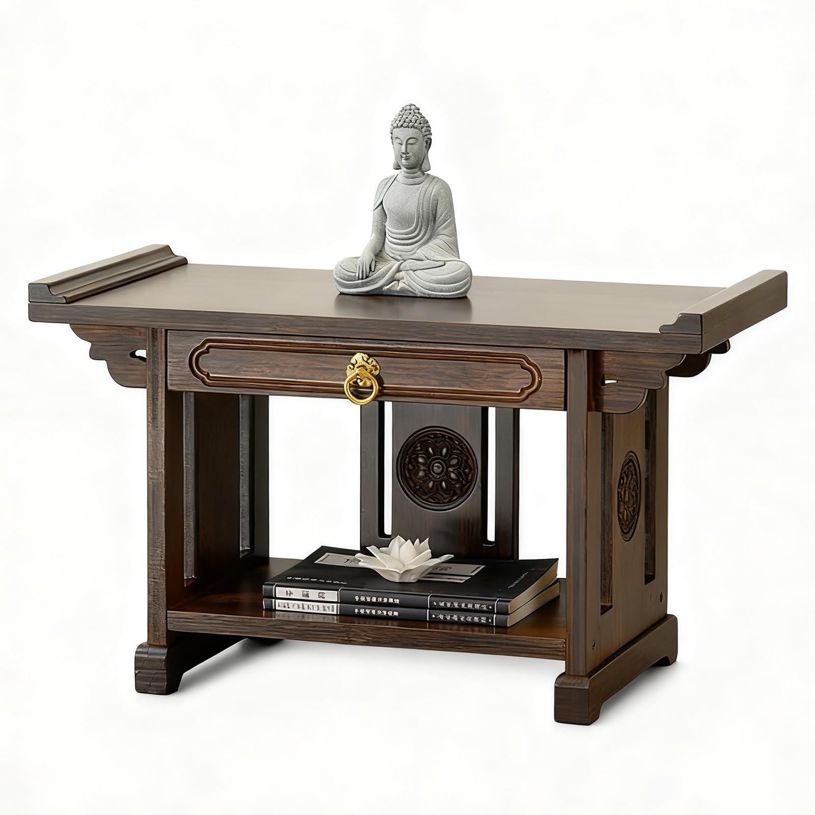 Mesa de altar budista para crear tu espacio zen de relajación