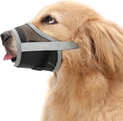 Mayerzon Bozal para perro, bozales de malla transpirable para cachorros con gancho y bucle ajustables para perros pequeños, medianos y grandes,