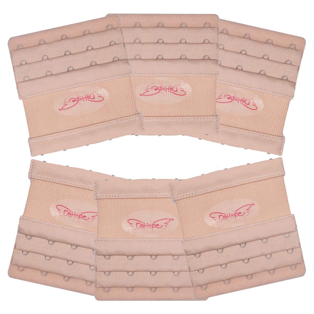 elastic bra extender strap 5 hook 3 row 3/4" plus size bra extension band