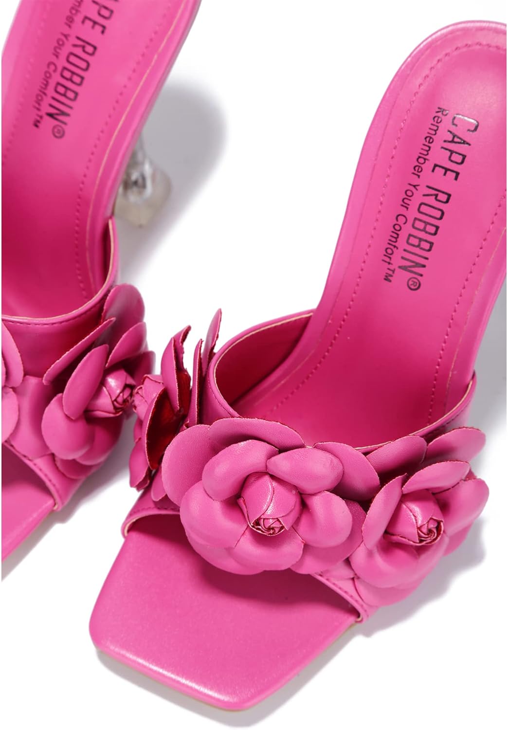 Cape Robbin Lania Sexy High Heels for Women, Clear Square Open Toe Shoes Heels