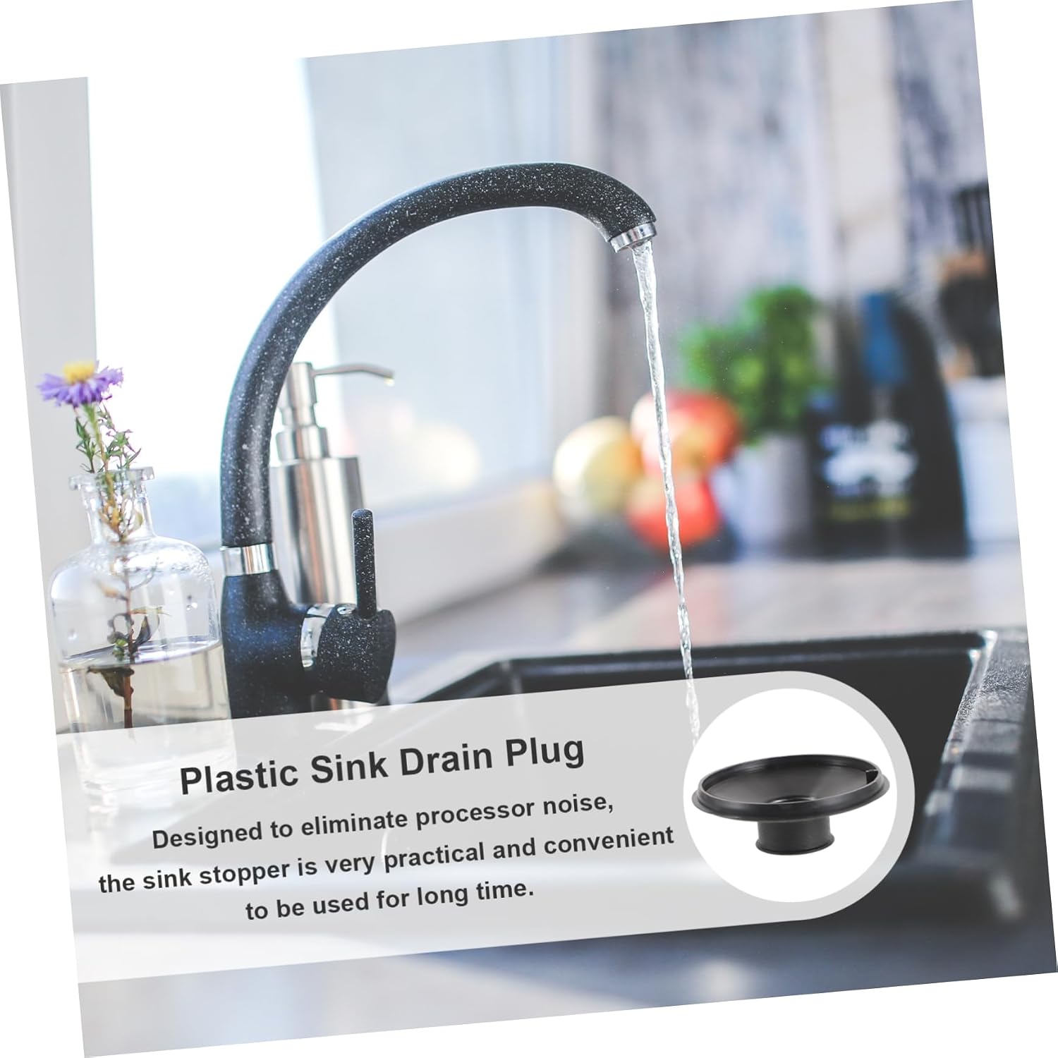 Plastic Sink Stopper for Garbage Disposal Black Kitchen Drain