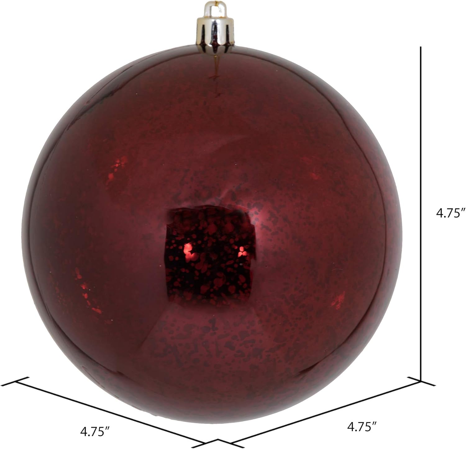 Vickerman 4.75" Christmas Ornament Ball, Burgundy Shiny Mercury Finish, Shatterproof Plastic, Holiday Christmas Tree Decoration, 4 Pack