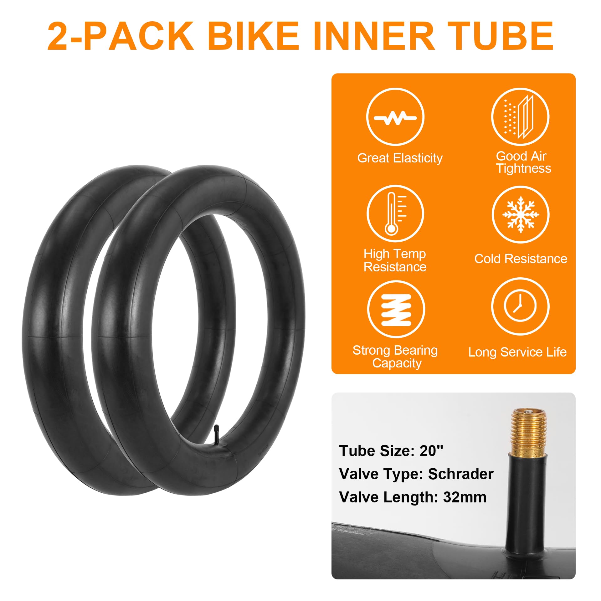 2-Pack 20x4.0 Fatbike Reifen und Schläuche, 20 Zoll Fahrrad Schlauch, Faltenbar Ersatz Bicycle TiresFahrradreifen mit 2 Reifenhebeln Für Mountainbike und E-Bike (DE)