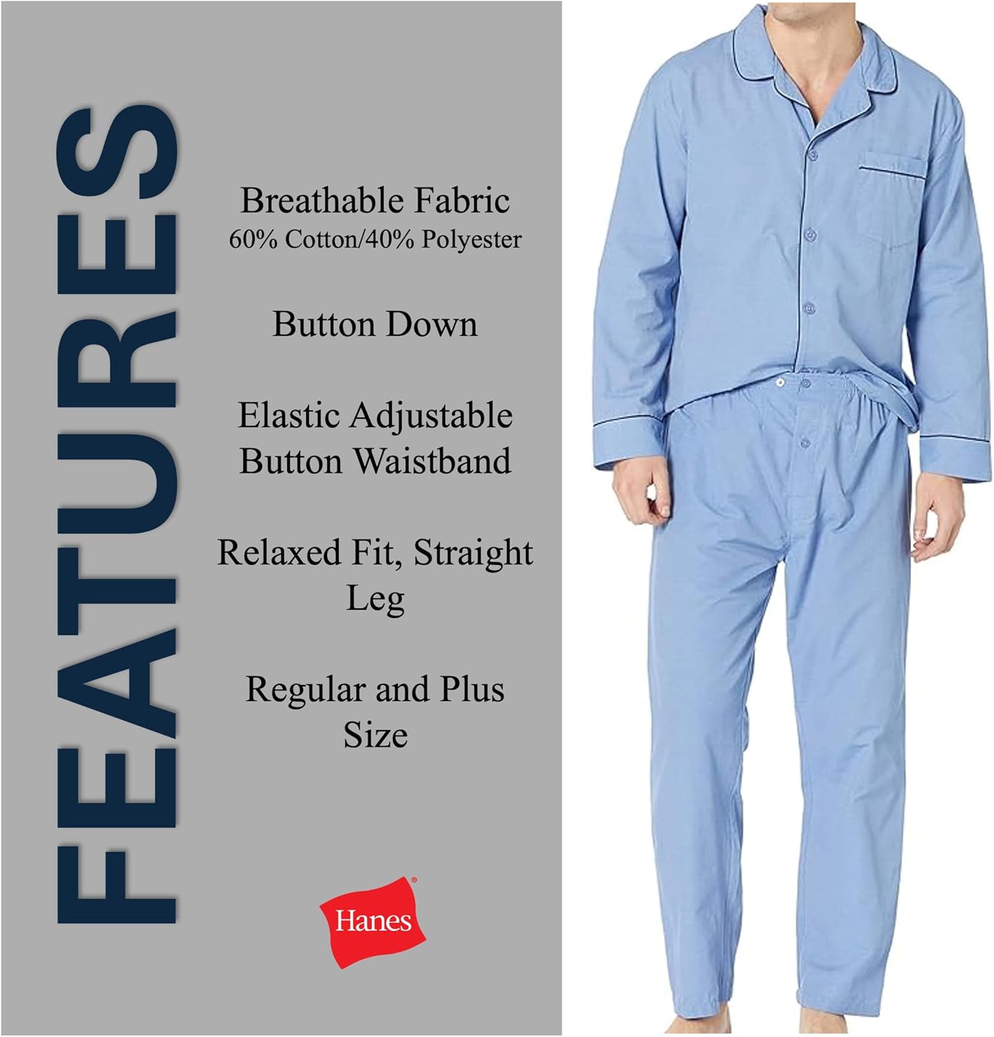 Hanes Men's Woven Plain-Weave Pajama Set - Image 3