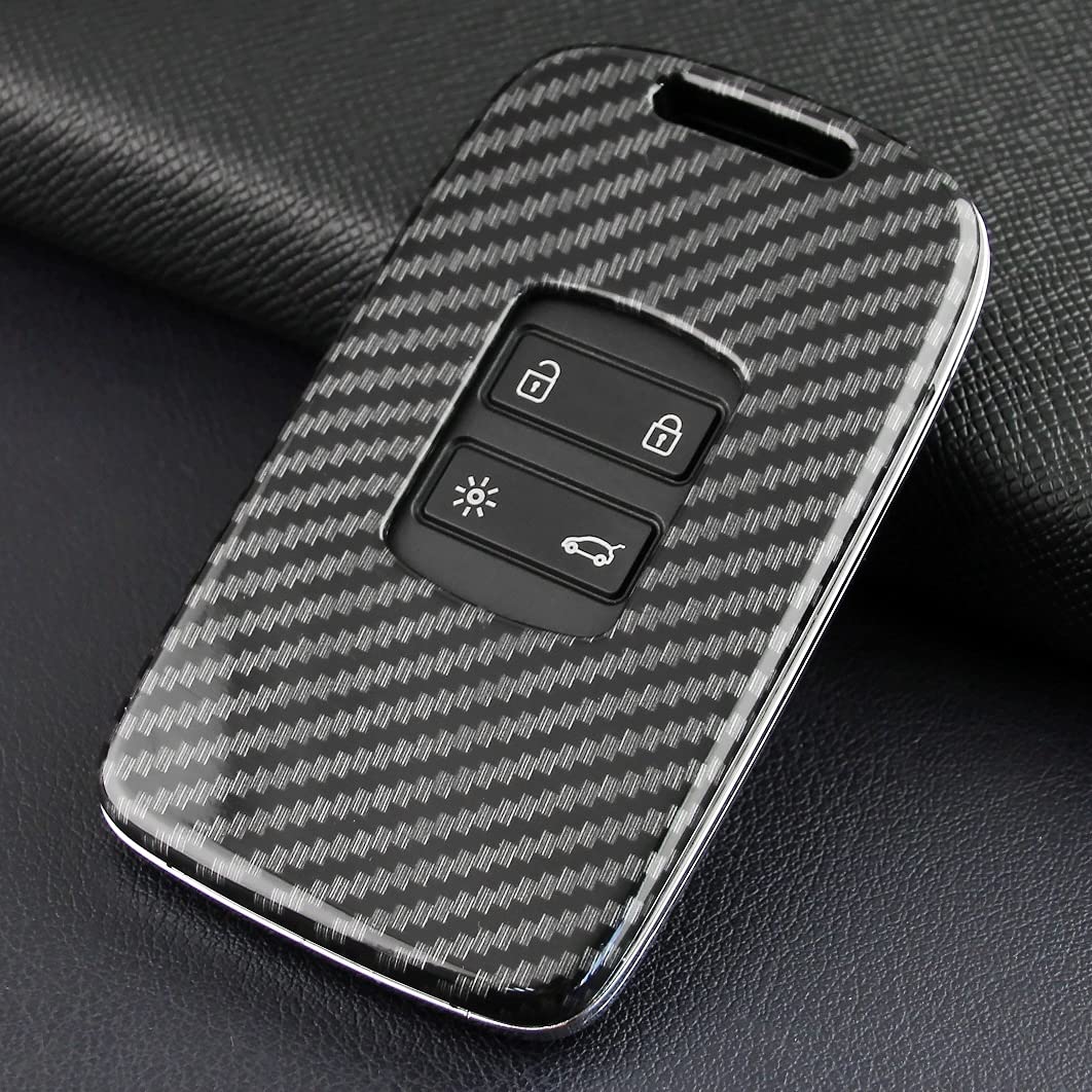 Futuhada Coque Clé Voiture Fibre De Carbone ABS – Protection Élégante Pour Renault Koleos, Kadjar, Megane, Captur, Espace (Noir)