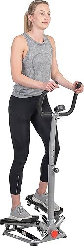 Sunny Health & Fitness Twist Stepper with Handlebar, Stair Step Machine for Cardio Workout, Compact Home Exercise Equipment W/Optional Free SunnyFit