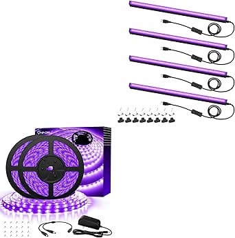 Onforu 27 W led blacklight, uv bar, blacklight lamp met stekker, IP66