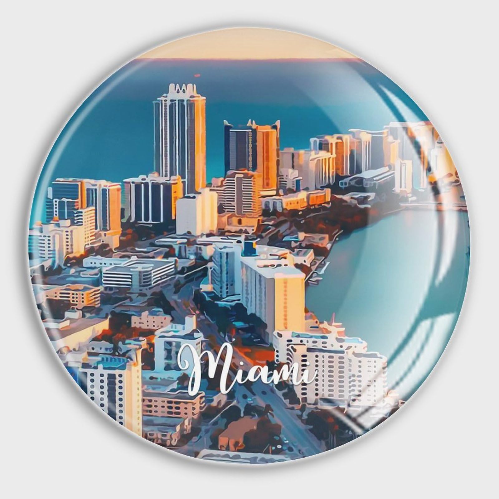 Regalo de viaje imanes de nevera de Miami en vidrio, detalles decorativos de cocina, 4 piezas