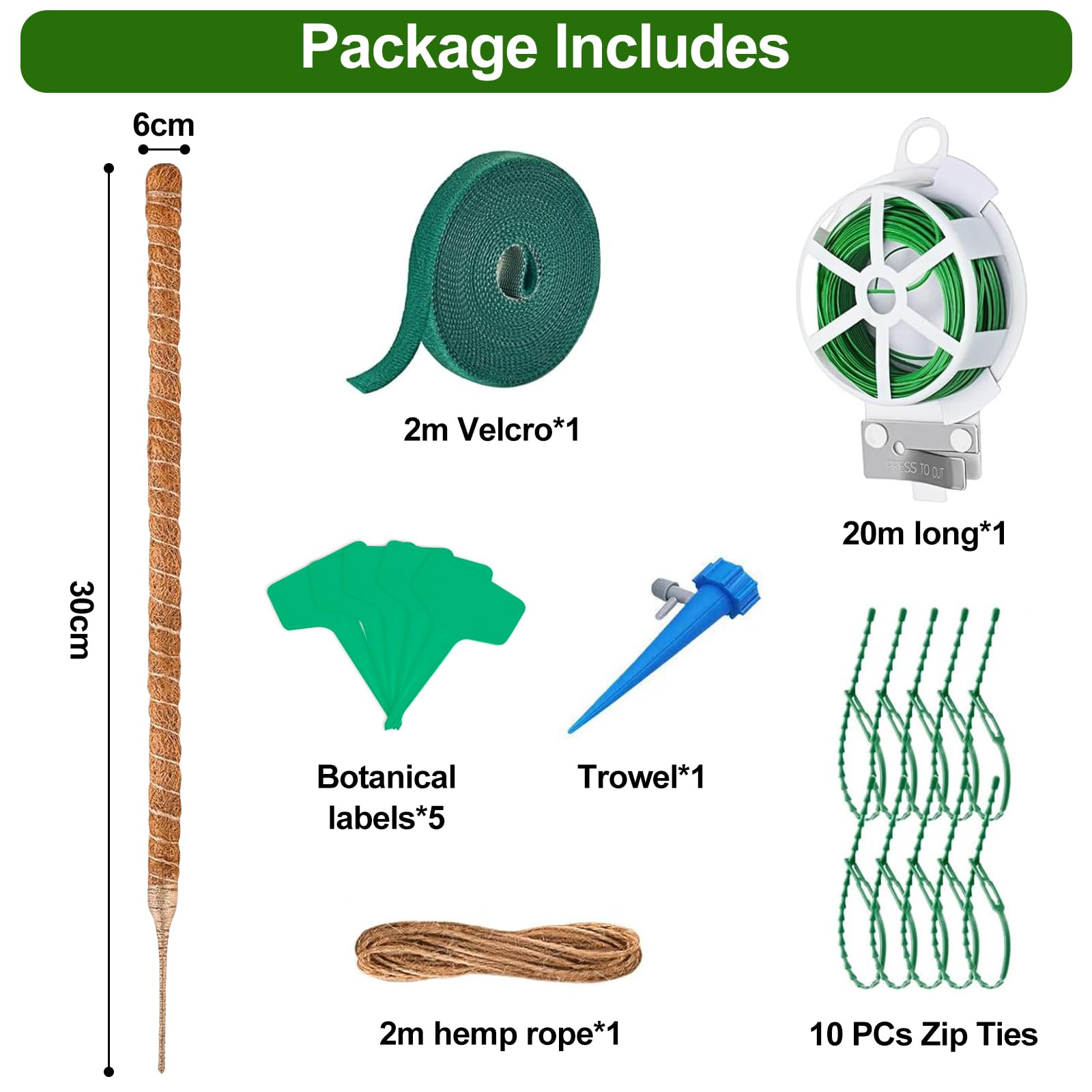 Tutor Monstera para Plantas Trepadoras 125cm - Soporte Plegable de Fibra de Coco, Palo de Tótem Apilable con Musgo Artificial para Enredaderas, Estacas de Coco Natural