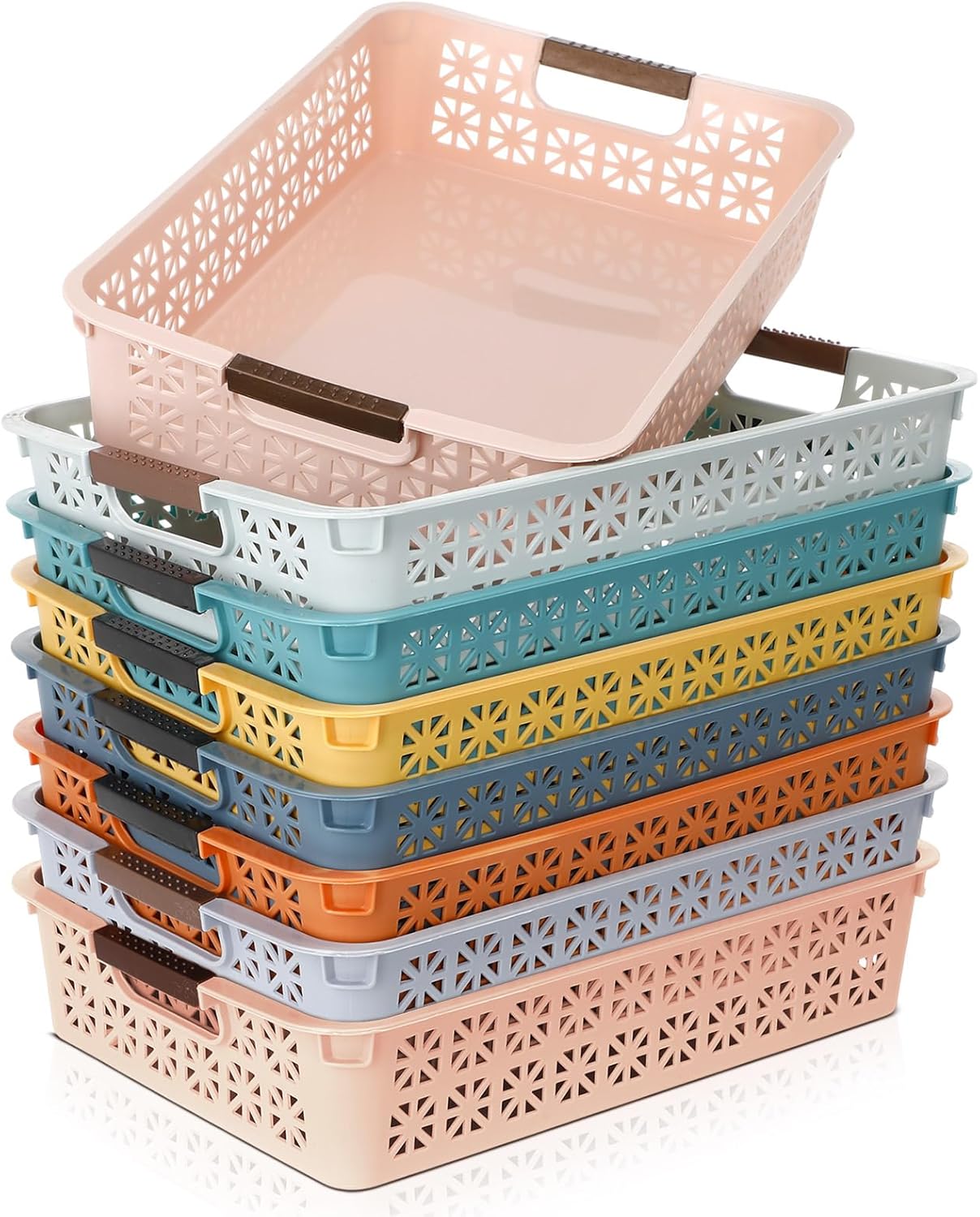 8 pack classroom plastic paper turn in trays 14''x10'' desktop storage basket large size teacher turn in book storage organizer bins for office school classroom organization