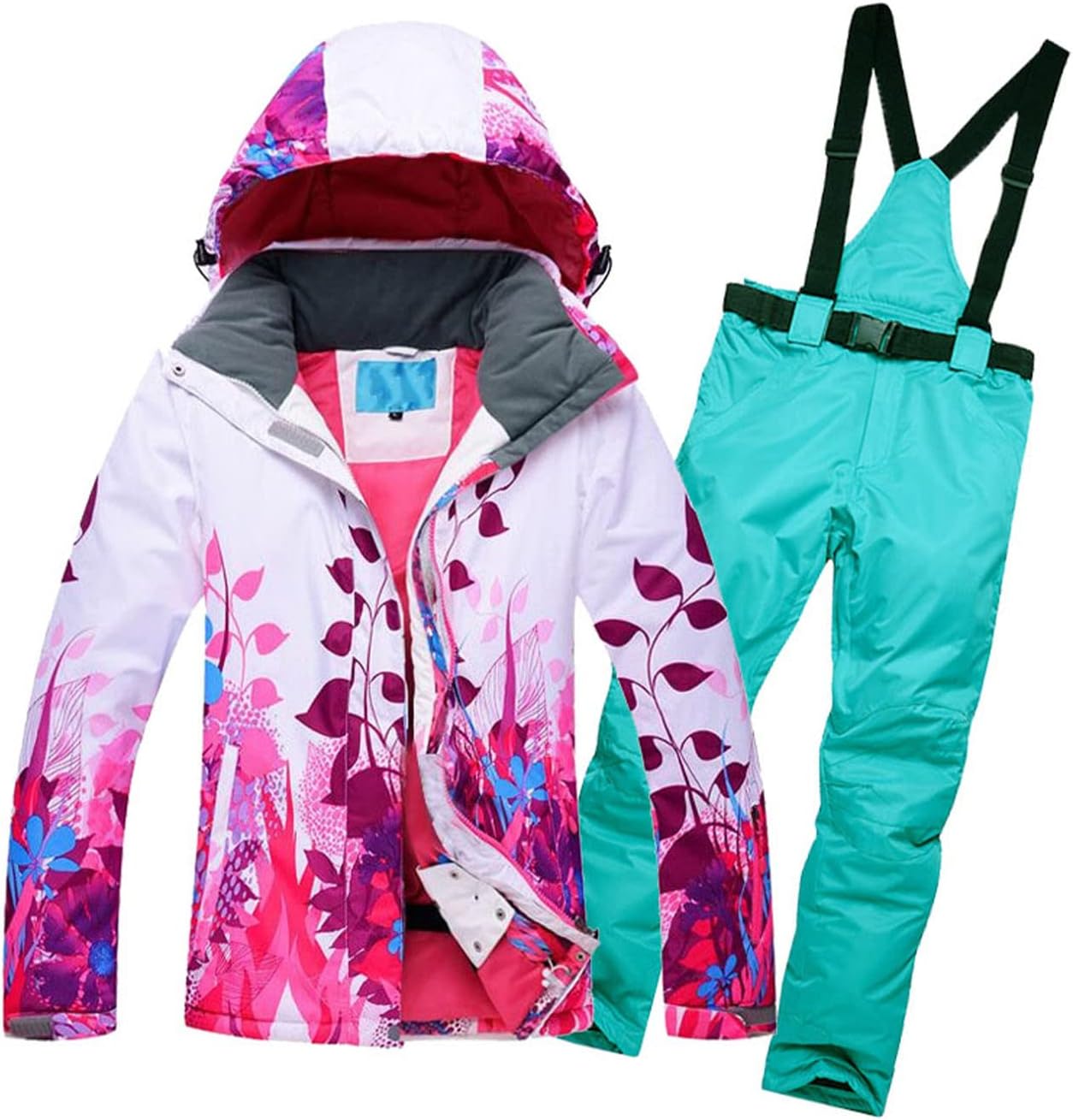 Winter Jacket Ski Suit Female Insulated Snow Jacket and Pants Windproof Waterproof Colorful Hooded Snowboard Sets
