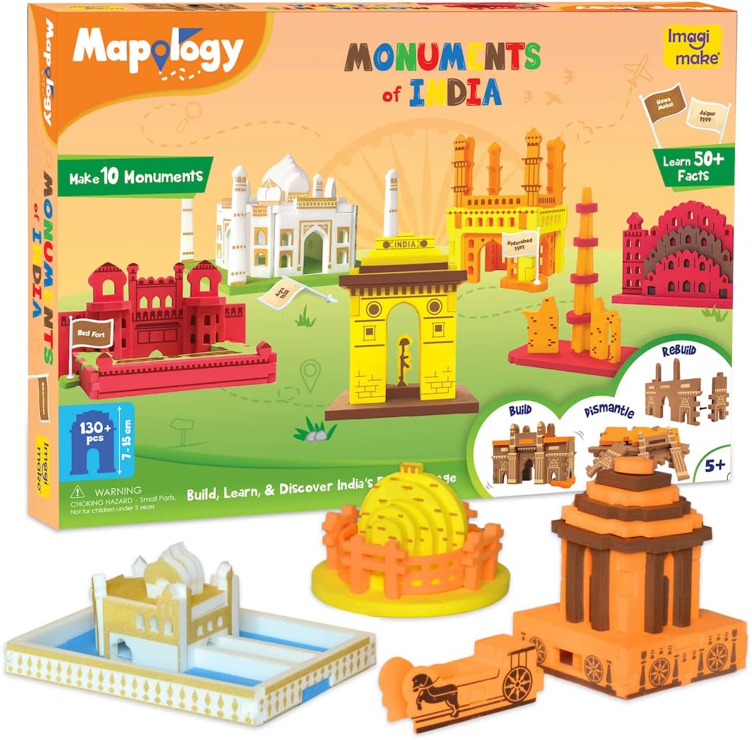 Imagimake Mapology Monuments of India - Construction Set - Make 10 Monuments - Educational Toy for Boys & Girls Above 5 Years