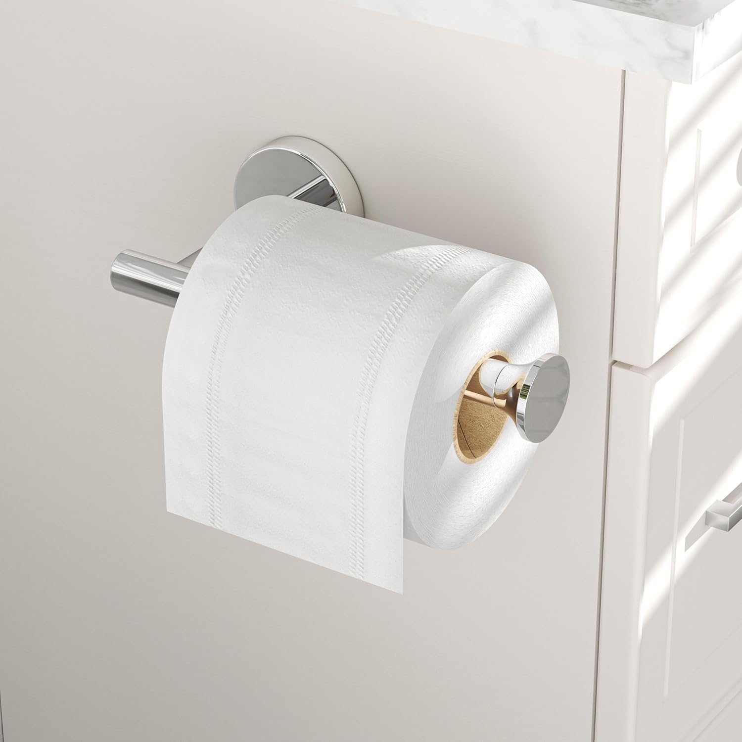 Toilet Paper Holder Wall Mount Bathroom Paper Roll Holder Tissue Handle Stainless Steel for Farmhouse Kitchen Silver Chrome