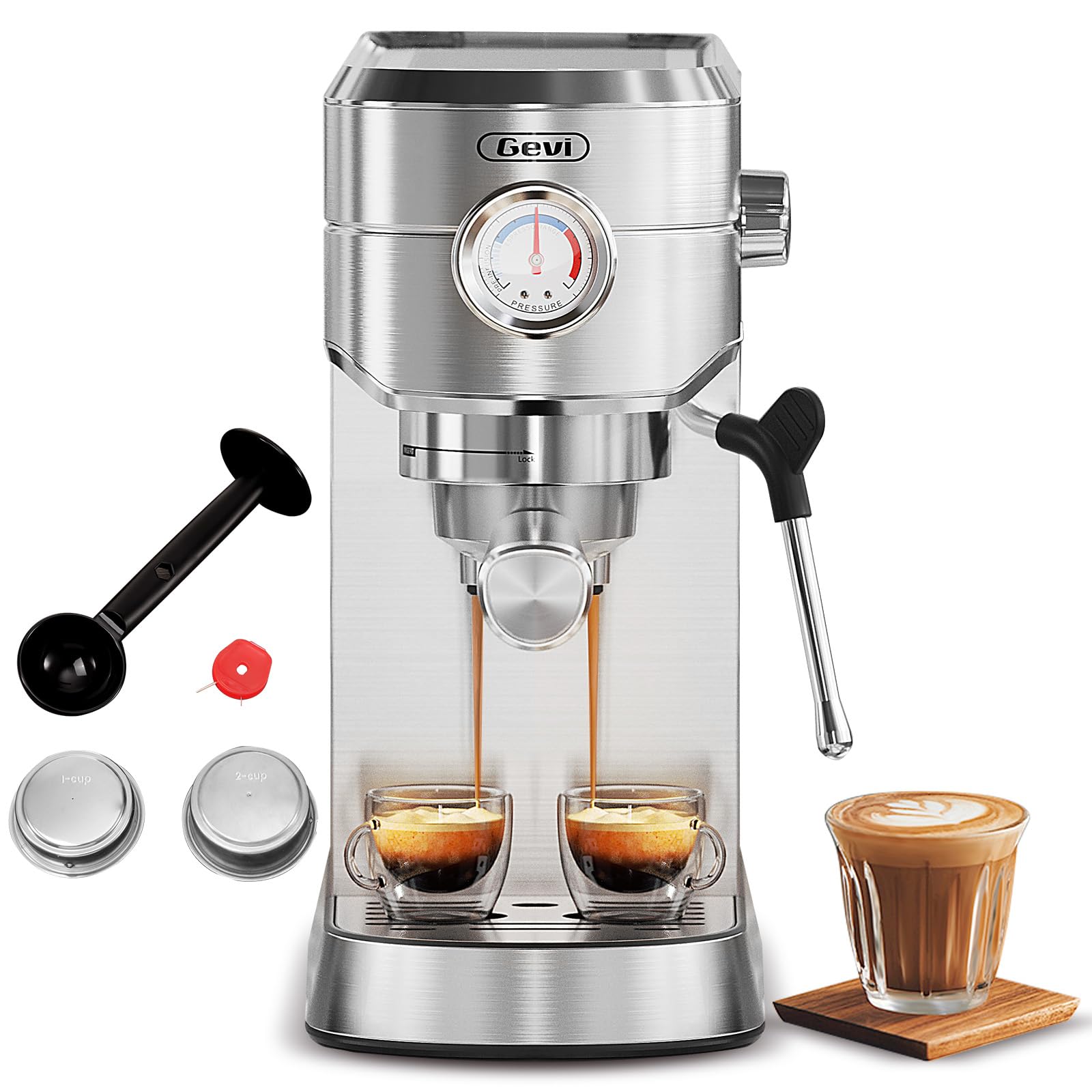 Gevi 20 Bar Compact Commercial Espresso Machine for Home,Latte Coffee Maker