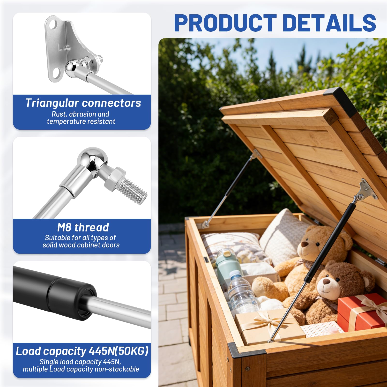 2 Stück Gasdruckfeder 500mm 445N/45Kg,L-Förmigen,Gasdruckdämpfer,Stoßdämpfer Für Werkzeugkasten Wohnmobil,Kastendeckel, Aufbewahrungsbox Deckel,Schwere Schranktüren, Wohnmobilluken Und Dergleichen