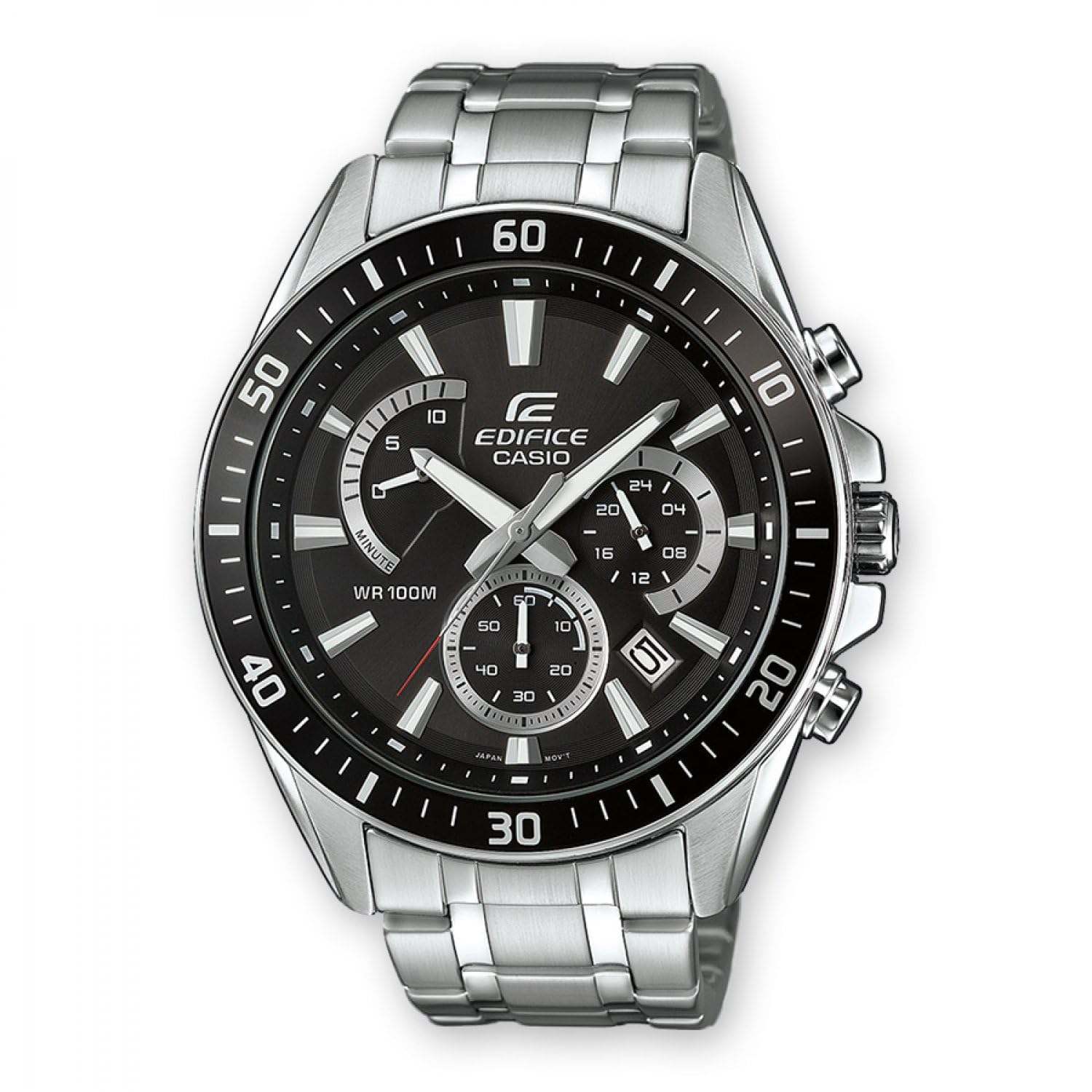 Casio Men's Black Edifice Three-Hand Three-Eye Unicorn Waterproof Minimalist Quartz Movet Stainless Steel Strap Watches Efr-552D-1Avupr