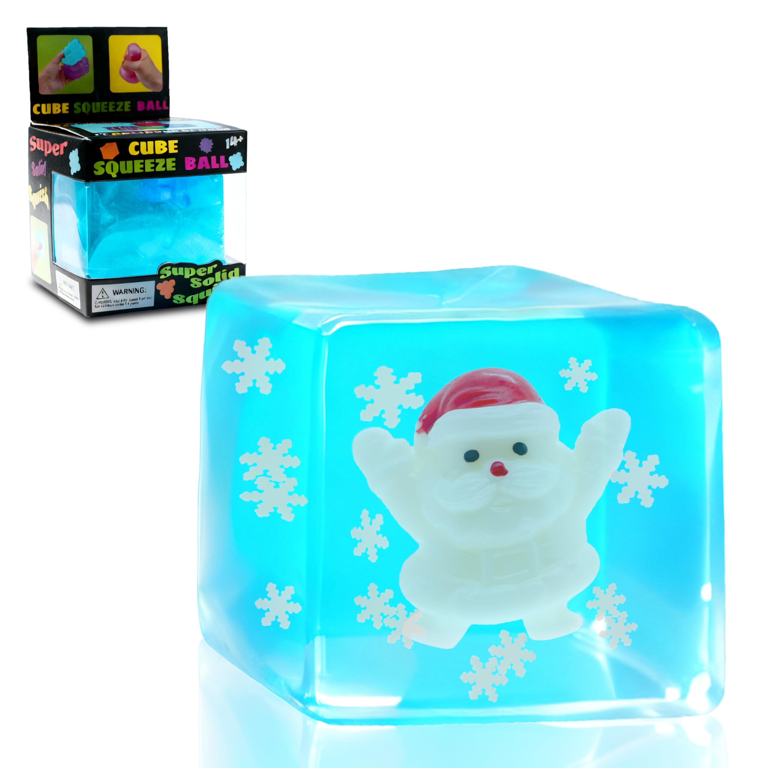 Christmas Santa Claus Squishy Fidget Toy, Squishy Cube with Santa Claus & Snowflake Design