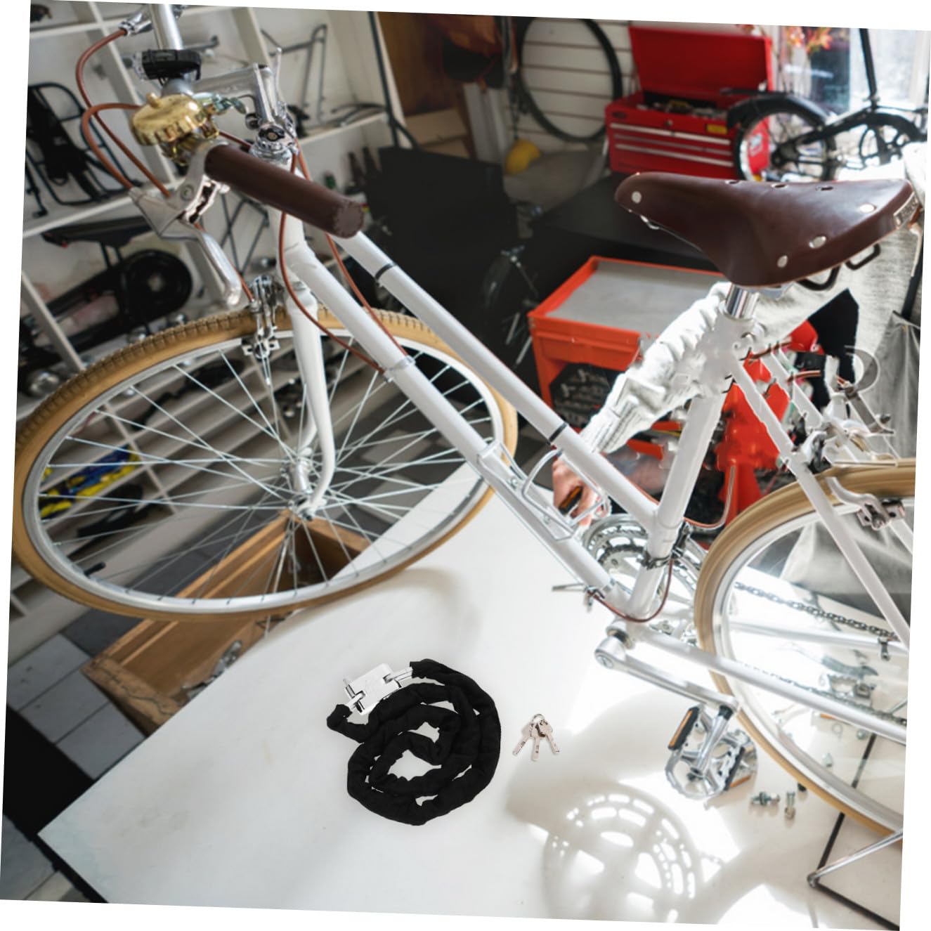 Catena Antifurto Bici 120cm Lucchetto, Acciaio al Manganese Nero | Uso Outdoor e Cycling, Adatta a Scooter e Recinzioni, Struttura Heavy Duty per Sicurezza