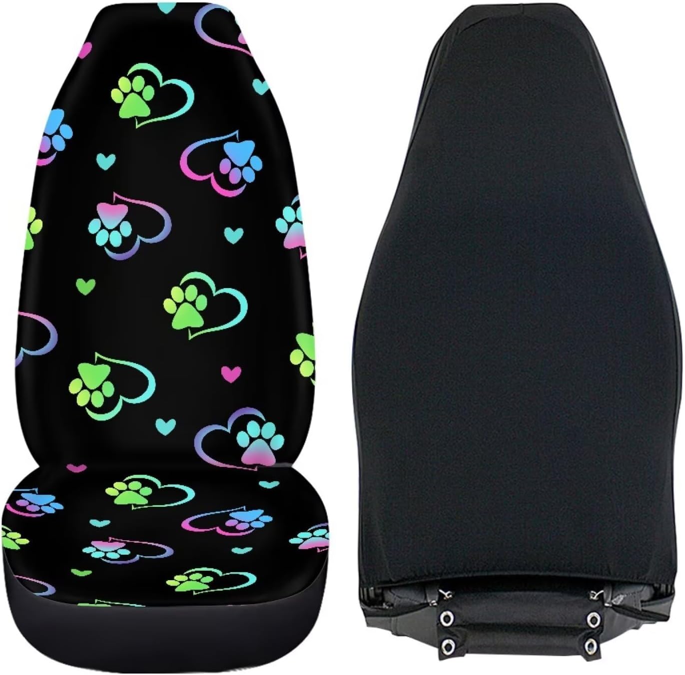Dog Paw Heart Car Seat Covers Set for Front Universal Interior Accessories Seat Protective Bottom Cushion Pad Set for Women Cute Vehicle Interior Accessory for SUV Truck image 4