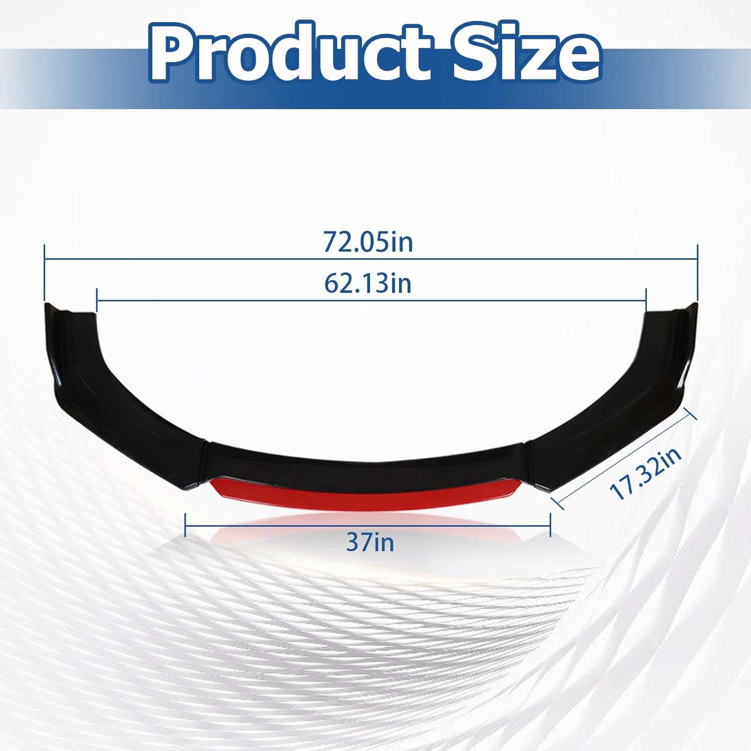 WFLNHB Universal Front Bumper Lip 4 Pieces Kits Spoiler Splitter 2 Layer Lip Glossy Black with Red Tongue