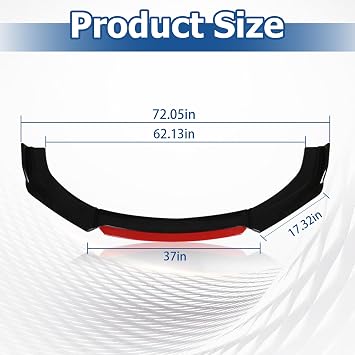 WFLNHB Universal Front Bumper Lip 4 Pieces Kits Spoiler Splitter 2 Layer Lip Glossy Black with Red Tongue